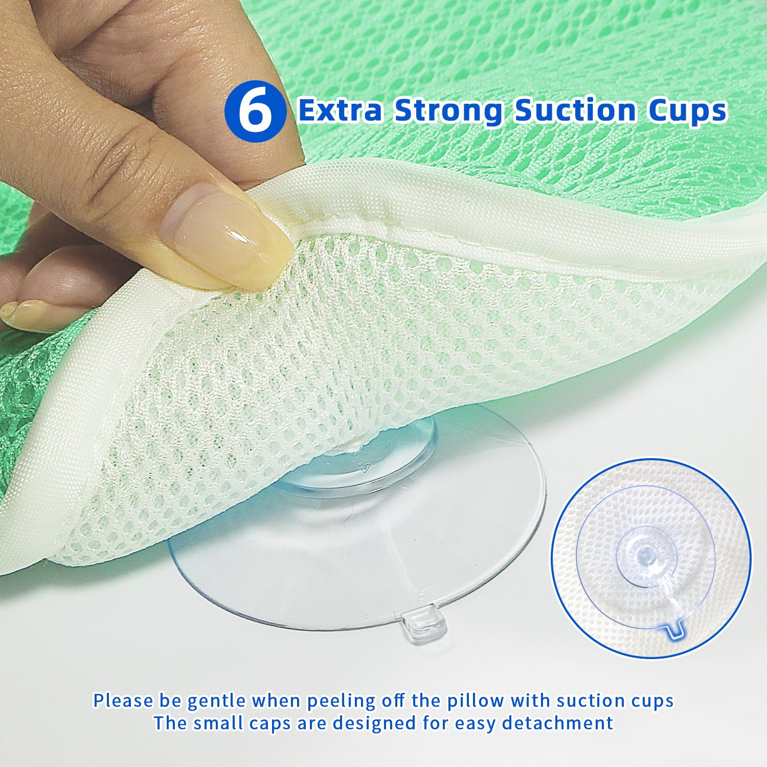 Bath Pillow, Bath Pillows for Tub Neck and Back Support, Bathtub Pillows for Head and Neck with 6 Strong Non-Slip Suction Cups, 4D Air Mesh, Bath Accessories Spa Gifts for Women(): Blue