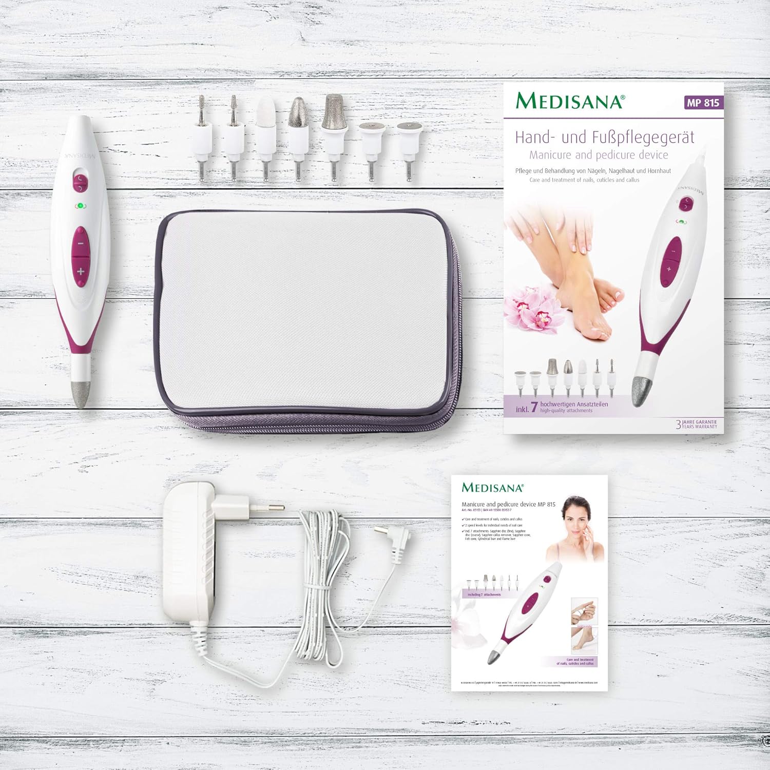 Medisana MP 815 Elektrische Manicure & Pedicure Set, Met 7 Nagelverzorgingshulpstukken, Snelheidsinstellingen Voor Nagels, Nagelriemen en Eelt, Wit : Amazon.nl: Beauty & persoonlijke verzorging