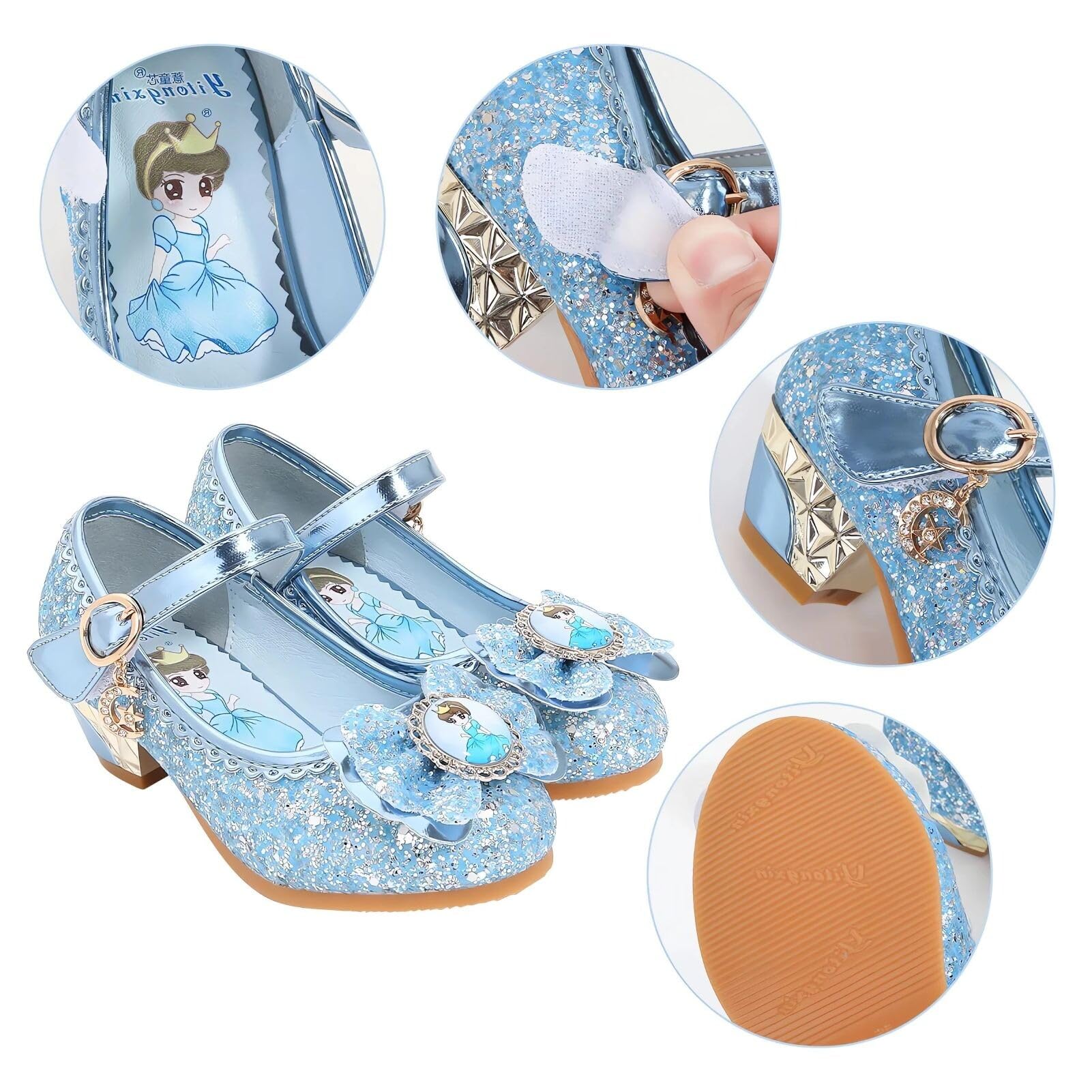 Chaussures Danse Paillettes Princesse Elsa Enfant Fille Costume Cosplay Fête