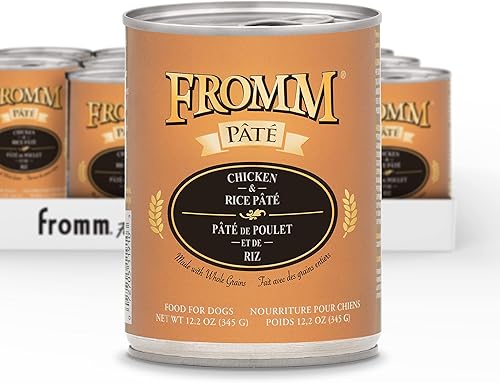 Fromm Comida para perros con paté de pollo y arroz - Comida húmeda prémium para perros - Receta de pollo - Caja de 12 latas