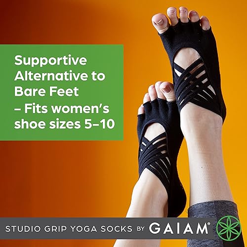 Miniatura 4 de Gaiam Grippy Studio - Calcetines de yoga para un agarre adicional en yoga estándar o caliente barra pilates ballet o en casa para mayor equilibrio y