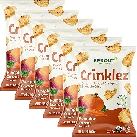 Sprout Organic Baby Food: Stage 4 Veggie Snacks, Pumpkin Carrot Crinklez (6-Pack)