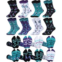 8 Pairs Suicide Prevention Awareness Socks for Women Men Novelty Teal Ribbon Pattern Crew Good Cause Socks National Suicide Prevention Month Accessories Gifts