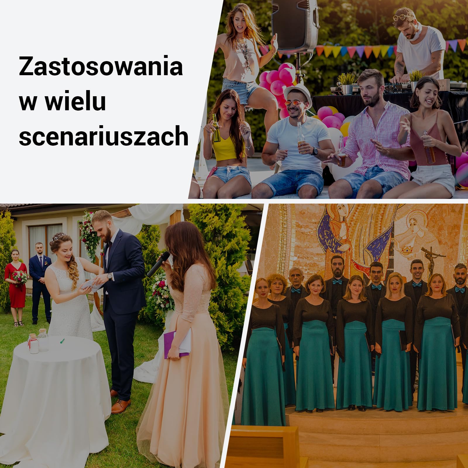 System mikrofonów bezprzewodowych TONOR, 4x5-kanałowy bezprzewodowy ręczny mikrofon dynamiczny z odbiornikiem, zasięg 60 M UHF, mikrofony ze stabilną transmisją sygnału do karaoke, śpiewania, czerwony