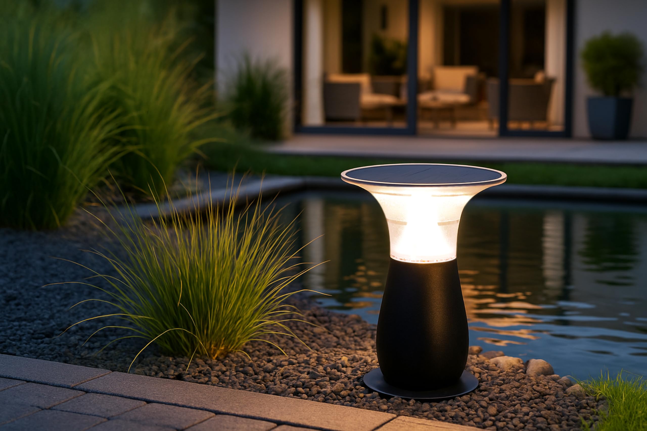 Arnusa Gartenleuchte Power Solarleuchte Helle 360 lm Solarlampe Wegeleuchte Gartenlampe Sockelleuchte kabellos Außenleuchte Terrassenbeleuchtung warmweiß und kaltweiß einstellbar 29x23,5 cm 4000 mAh