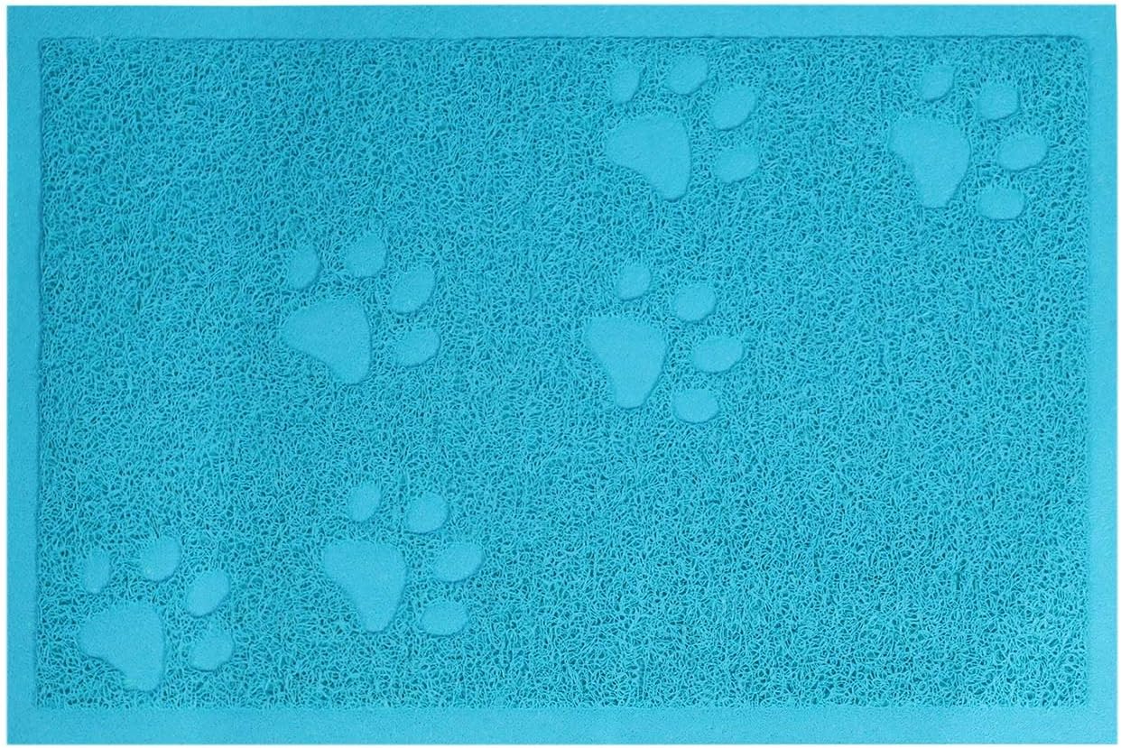 Darkyazi Cat Litter Box Mat for Floor Litter Trapping Mat Non-Slip Backing, Scatter Control, Easy Clean, Water Resistant, Soft on Paws (15.75" x 11.75",Lake Blue)