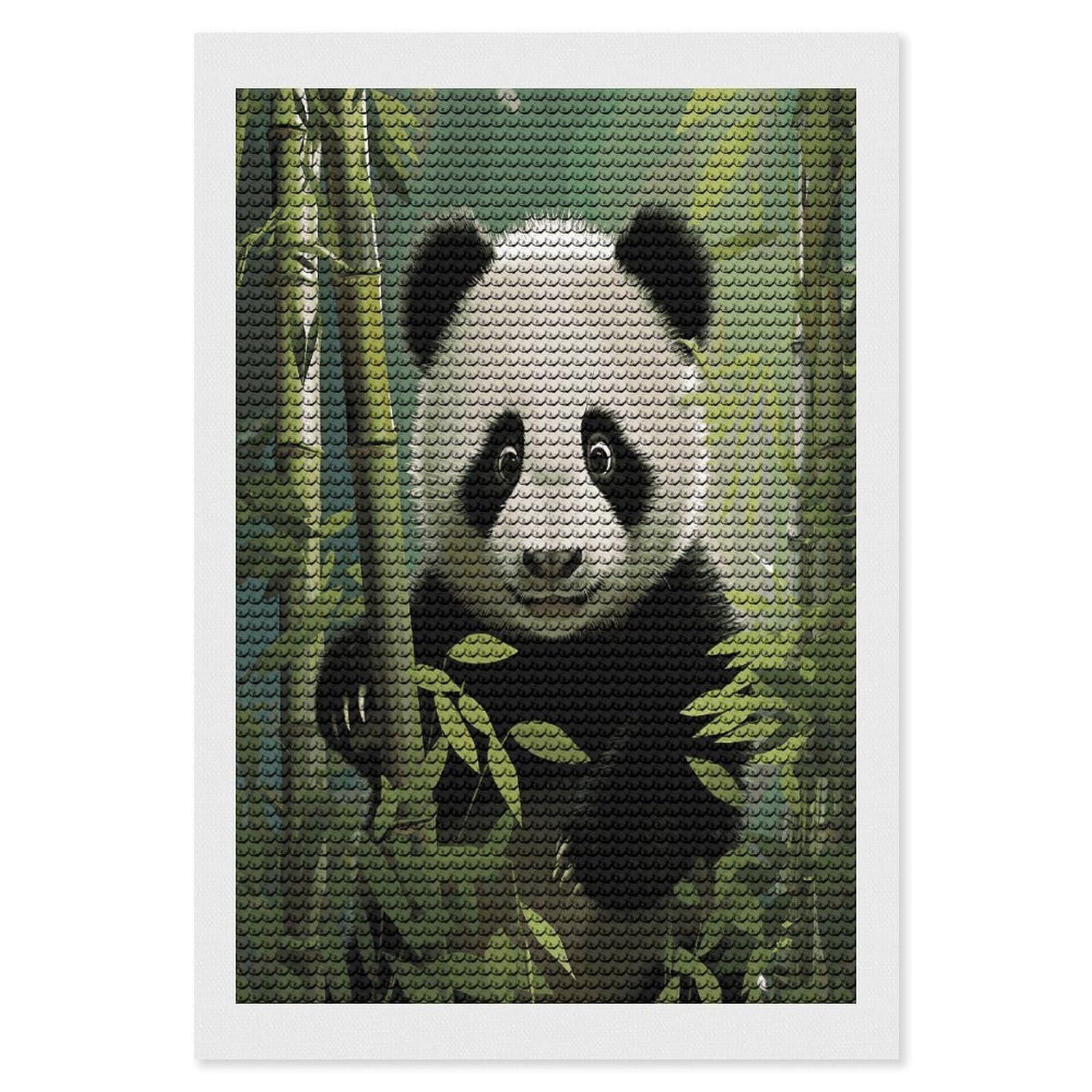 FekiLoot Curious Panda Diamond Art Kits for Adults Diamond Painting Kits for Beginners DIY Diamond Art Kits Round Full Drill Diamond Dot Gem Painting for Home Wall Decor Gift 8"x12"