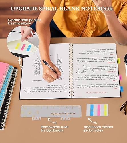 Vista 143 de Cuaderno de papel cuadriculado, cuaderno en espiral de 8.5 x 11 pulgadas, cuadernos de cuadrícula grande A4 para mujeres y hombres, papel gráfico