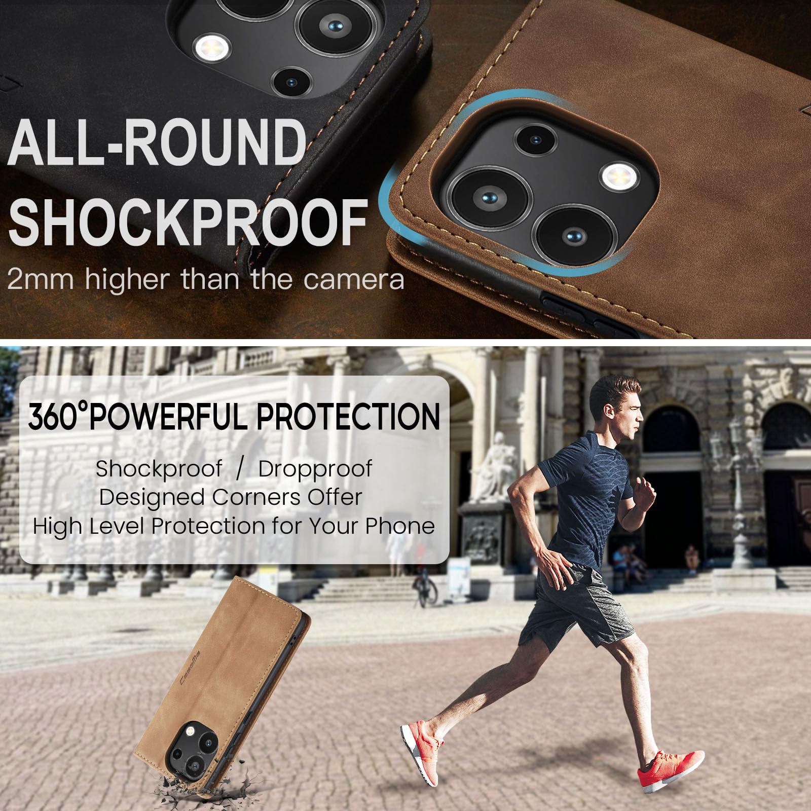 Monweicz Cover Compatibile con Xiaomi Redmi Note 13 4G, Custodia Portafoglio con Slot per Scheda, Protezione Completa Premium in Pelle PU, Flip Libro Magnetica Xiaomi Redmi Note 13 4G, Marrone