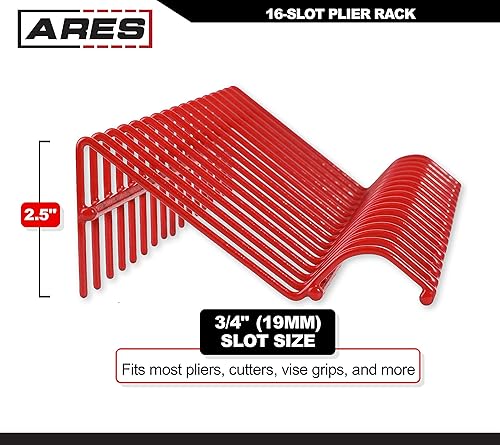 Miniatura 3 de ARES 62003 - Alicates rojos de 16 ranuras - Mantén los alicates organizados en el cajón de herramientas - Ranuras de 34 pulgadas que se adaptan a la