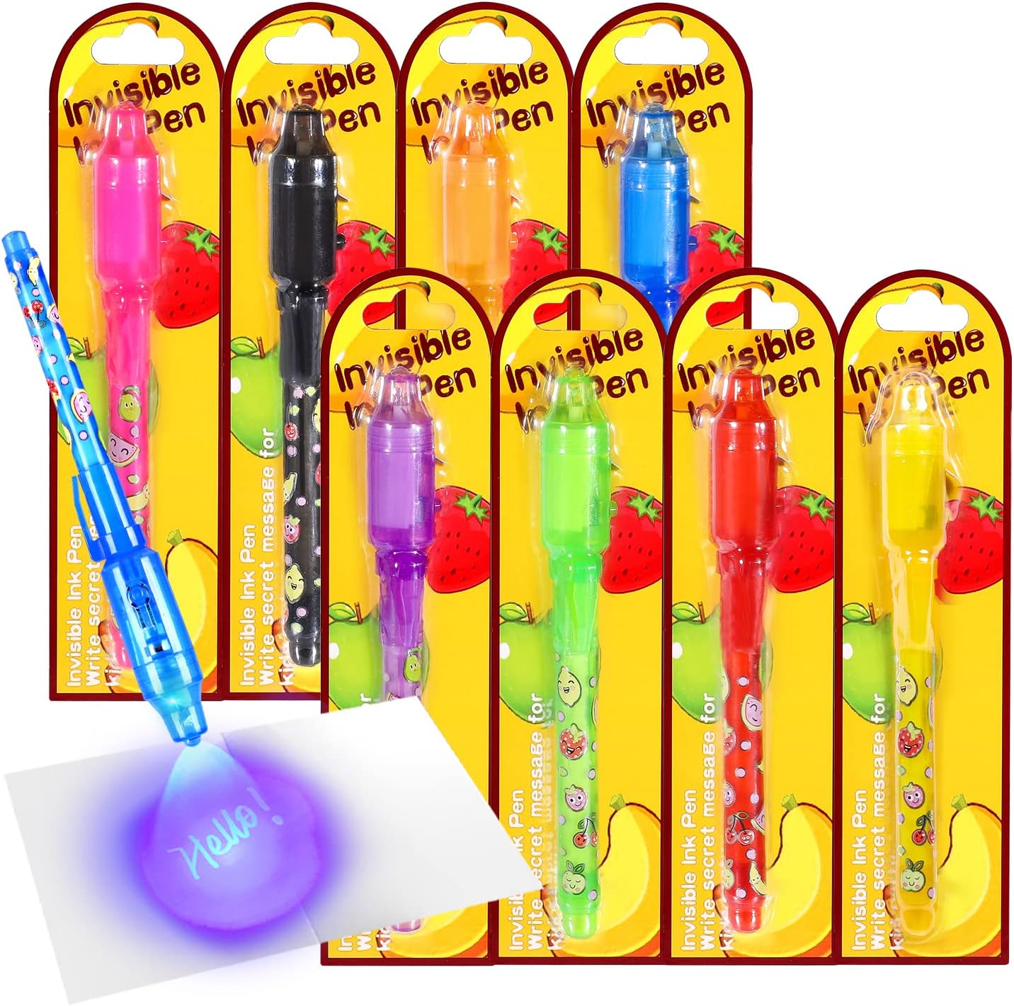 TAFULOR Invisible Ink Pen for Kids, Birthday Party Favors for Girls Boys, Spy Pens with UV Light Secret Message Magic Markers, Goody Bag Stuffers Toys for 4-12 Year Old Girls Boys Gift (8PCS)