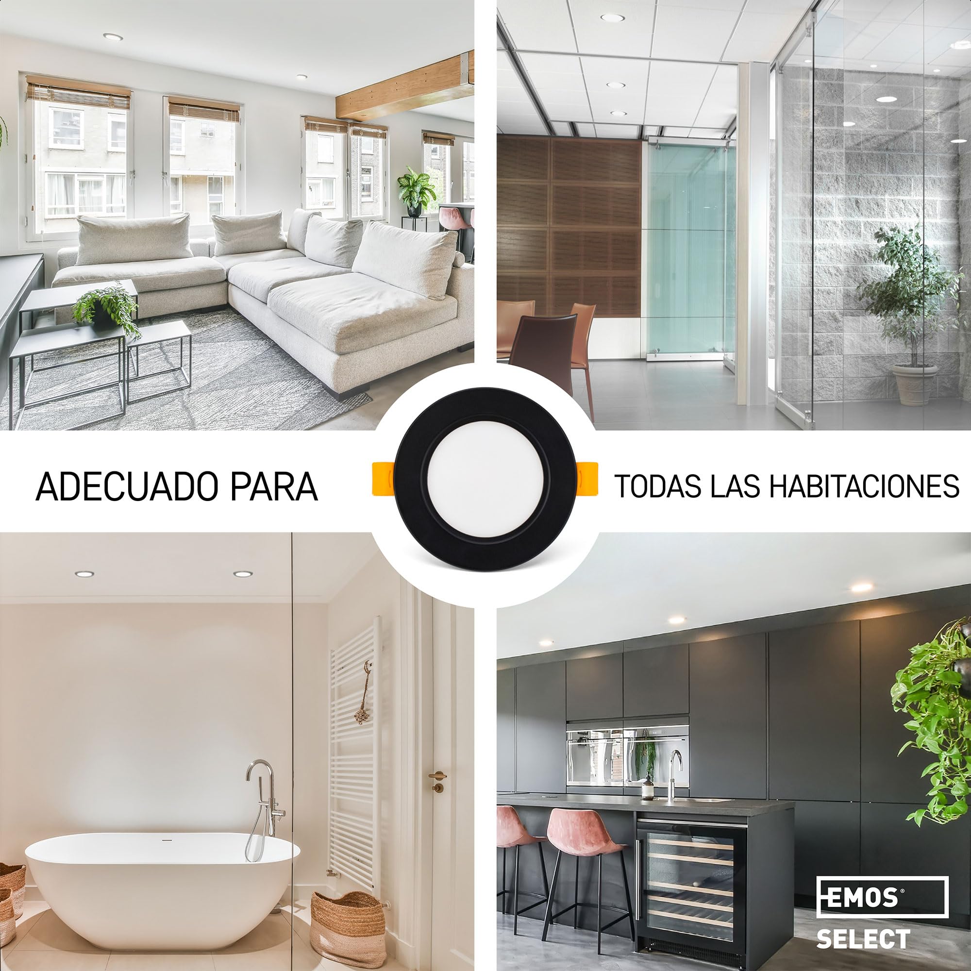 EMOS Exclusive Foco LED empotrable de 230 V, 5 W, 500 lm, 3000 K, blanco cálido, juego con 3 focos downlight para baño, resistente al agua IP54, foco empotrable de 230 V, redondo, diámetro de 95 mm