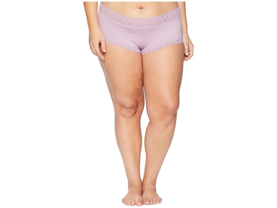 

Hanky Panky Plus Size Organic Cotton Boyshort w/ Lace (Water Lily) Women's Underwear
