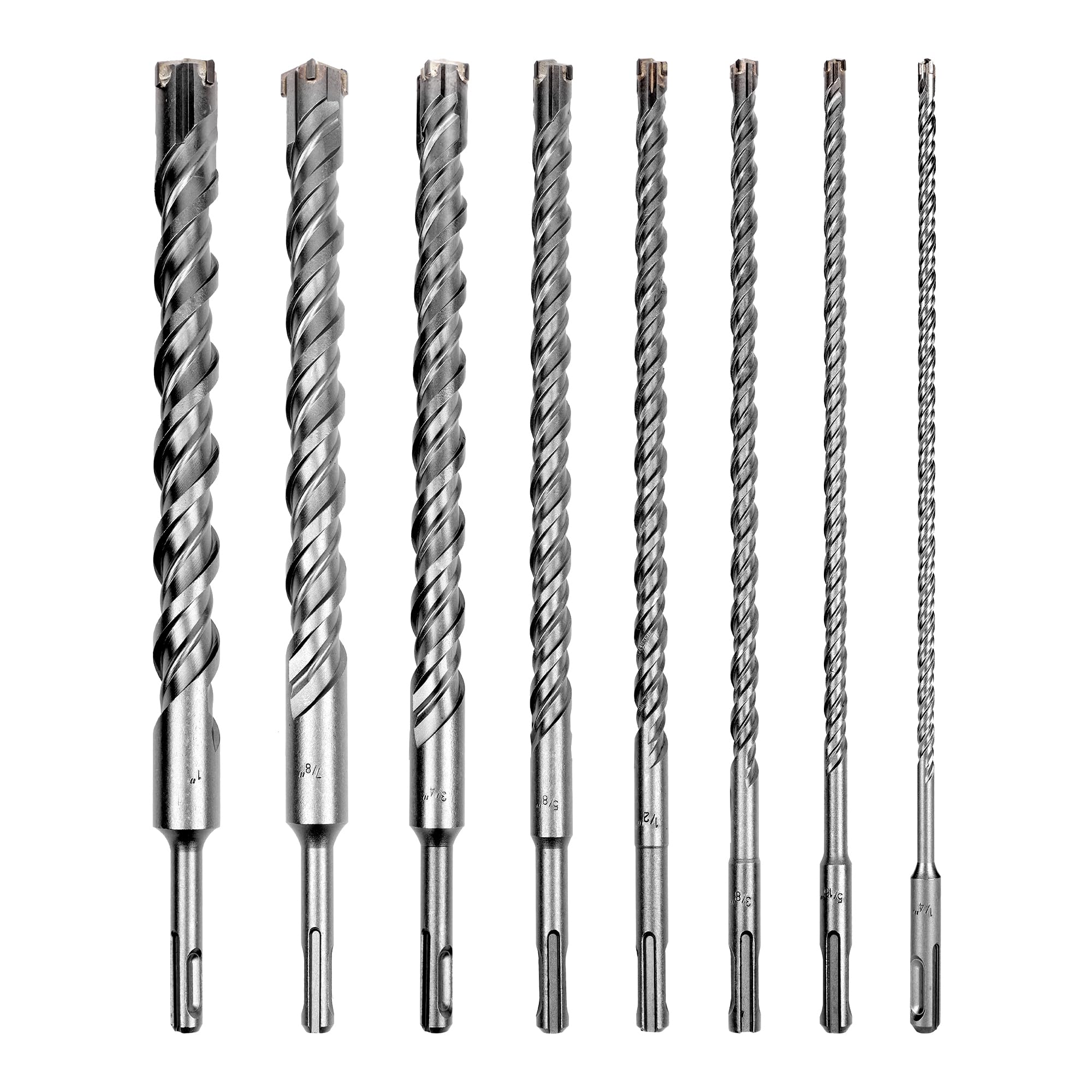 8-Pieces SDS-Plus Rotary Hammer Drill Bit Set, Carbide Tip 4-Cutter for Brick,Stone & Concrete