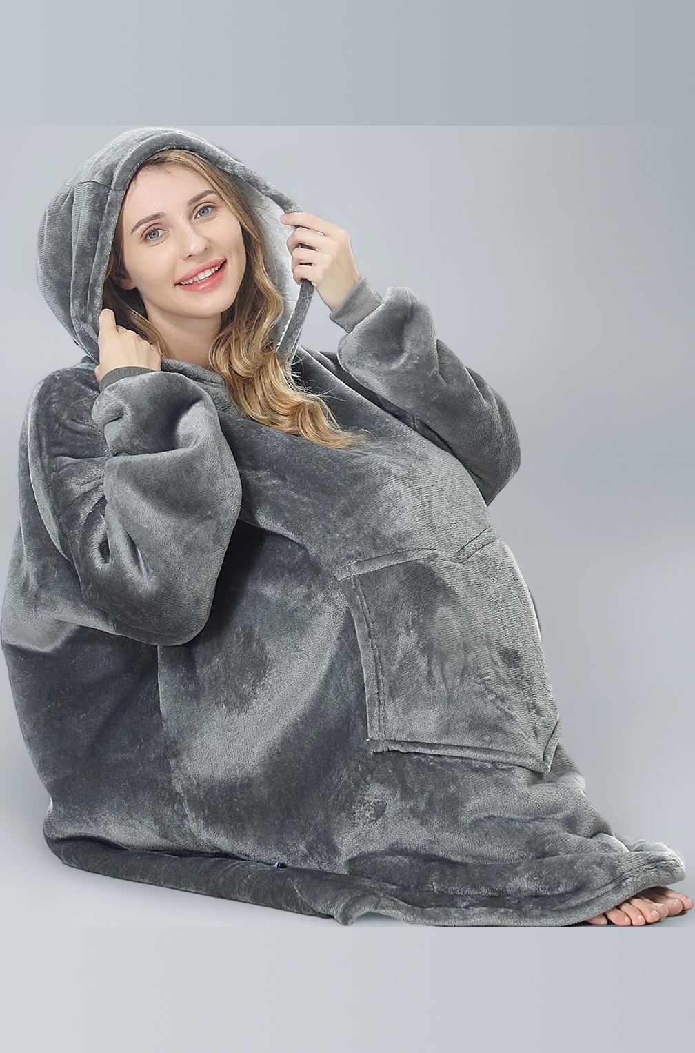 Oversized Hoodie Blanket, Wearable Blanket sweatshirt, Ultra Soft Sherpa Fleece Comfy Snuggle Hoodie