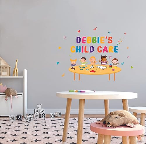 Miniatura 2 de DAYCARE - Vinilo multicolor con letras artísticas personalizadas, decoración de nombre, diseño de dibujos animados, calcomanía de pared extraíble