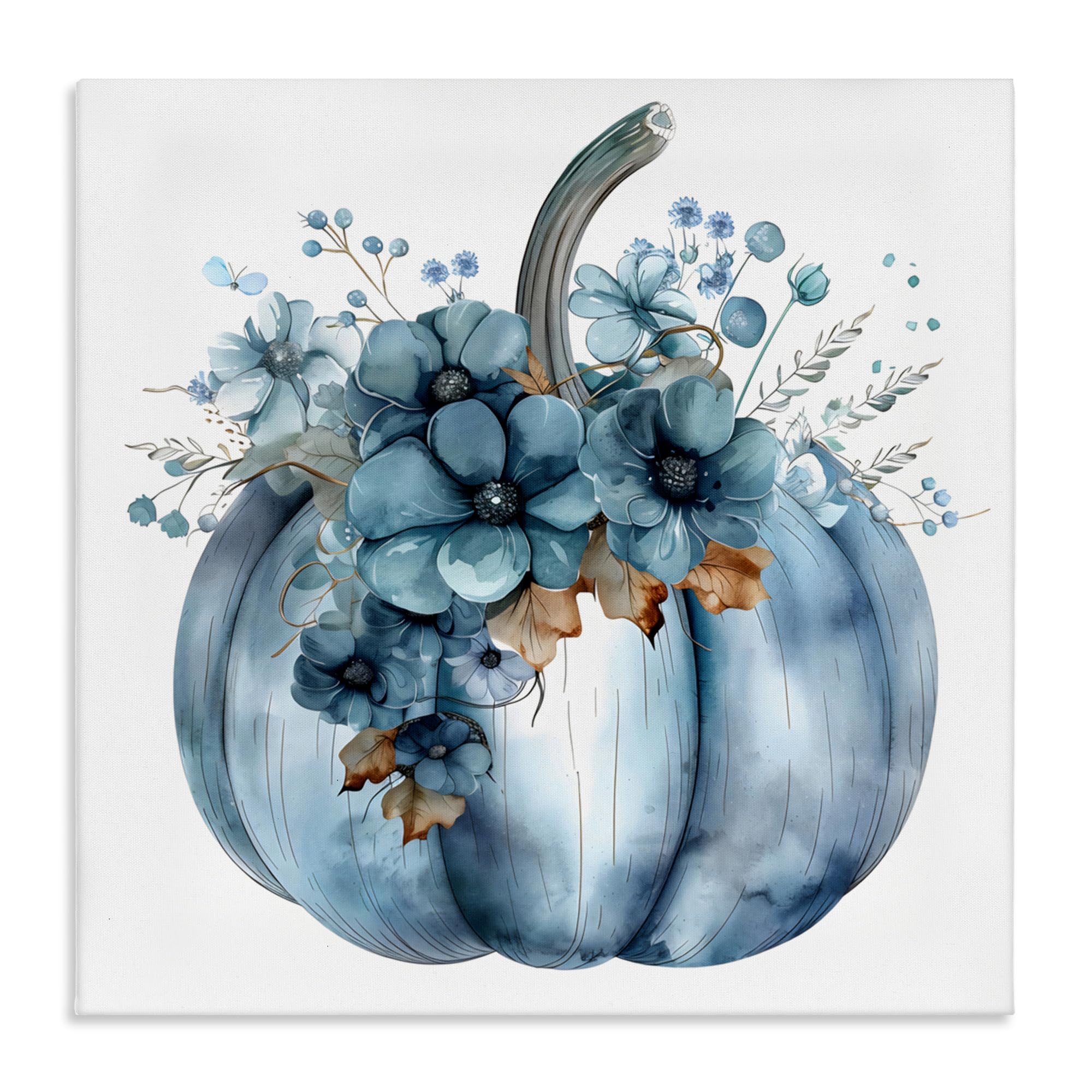 Stupell Industries Unframed 'Blue Pumpkin With Flowers'| Canvas Art