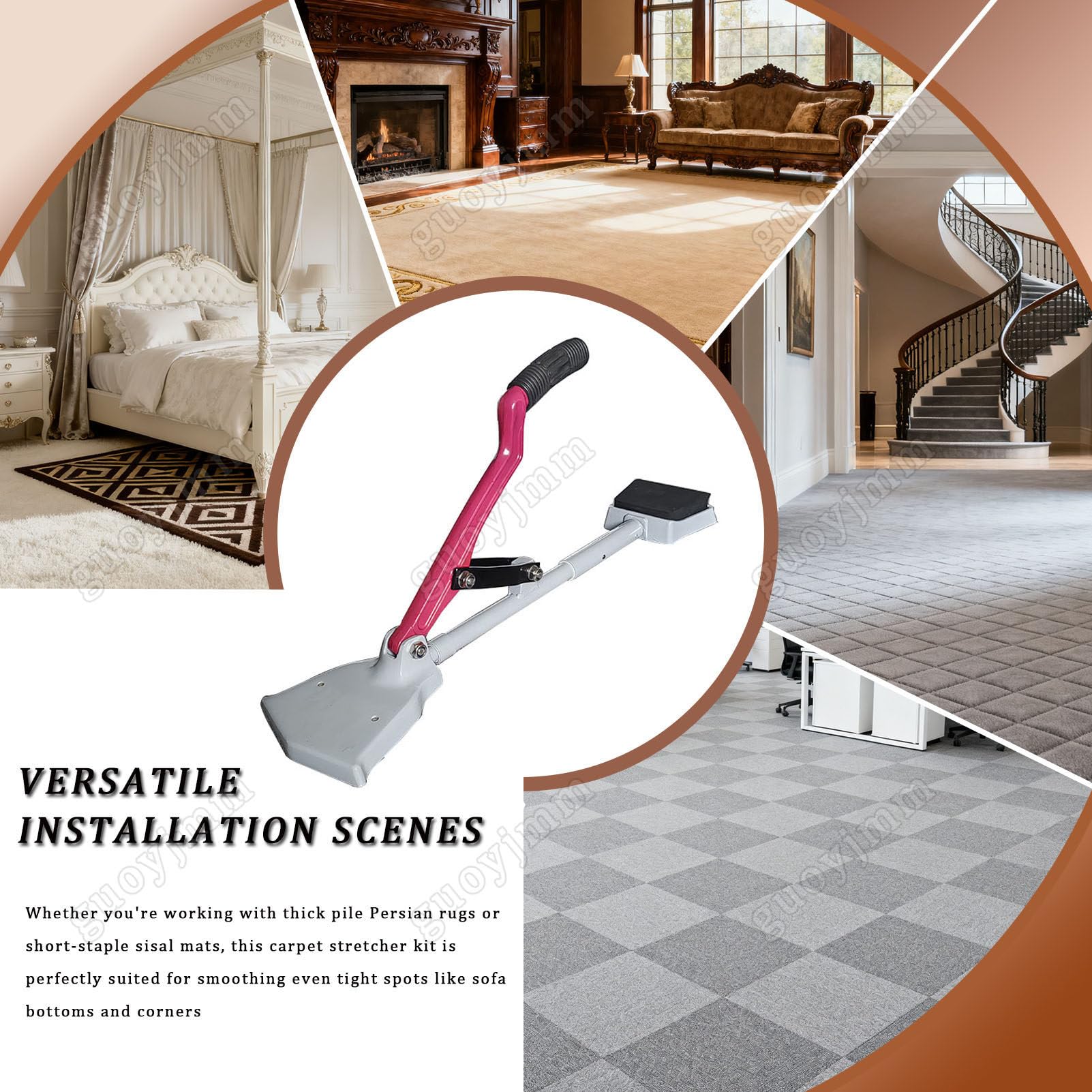 Kit d'outils d'étirement de tapis, outil professionnel d'installation de tapis, design sans genou pour la maison, le bureau, l'hôtel