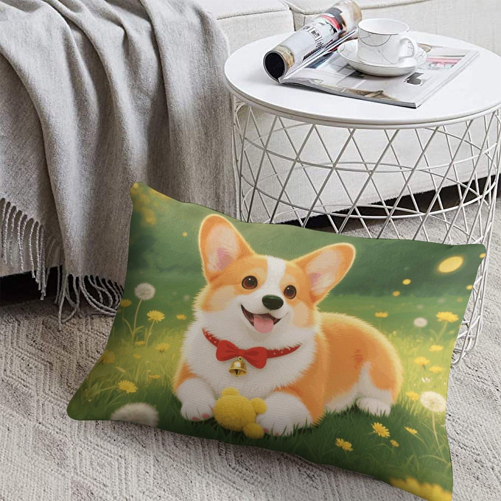 FodPand Decorative Throw Pillow Covers 8x12 Short Plush Corgi Body Pillowcase Cushion Cases with Invisible Zipper Rectangle Lumbar Pillow Shells for Sofa Couch Chair Bed Home Decor