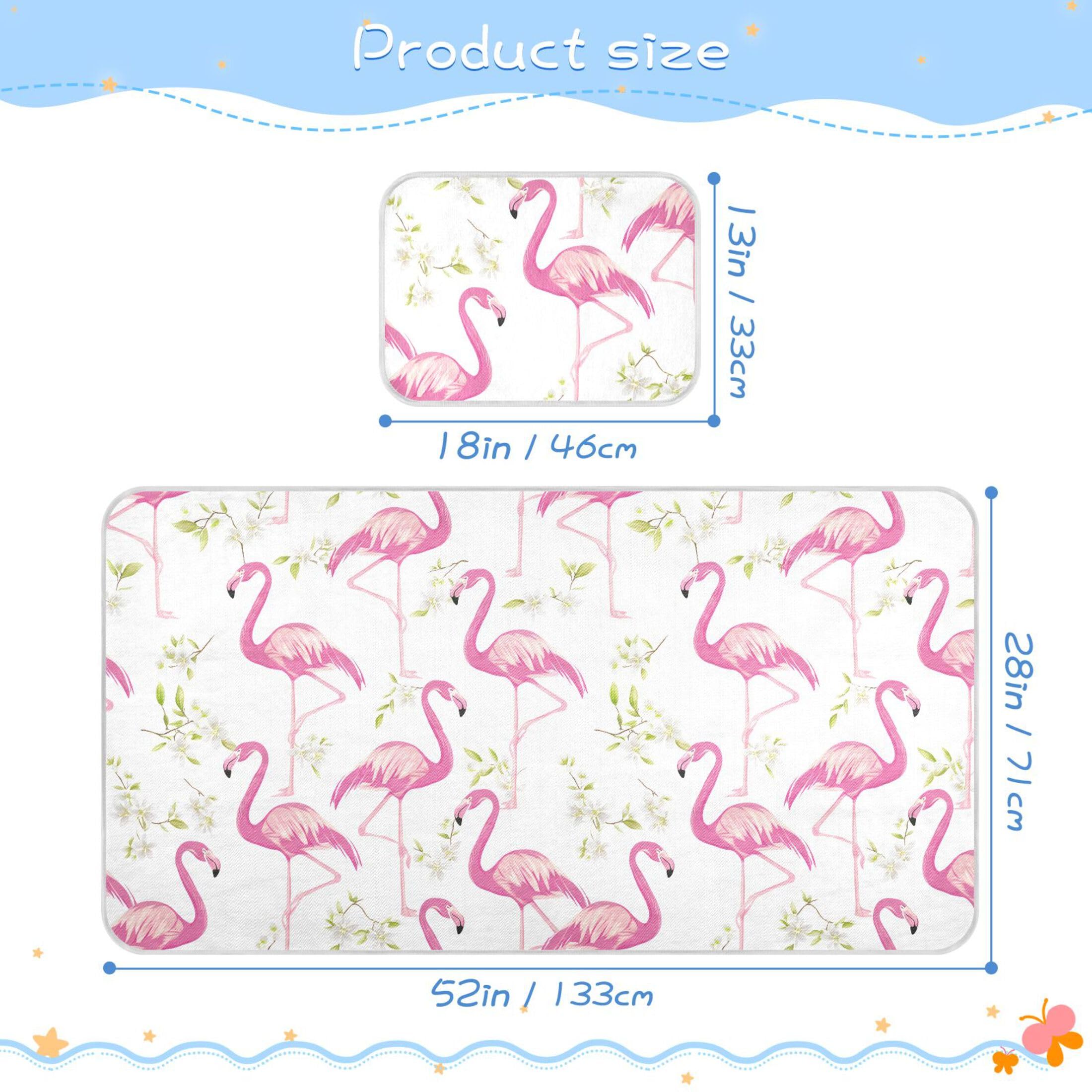 Takiito Flamingos Flowers Baby Cooling Mattress Pad, Soft & Breathable Cooling Mat Keep Baby Cool in Summer 28x52 in, Nursery Essential
