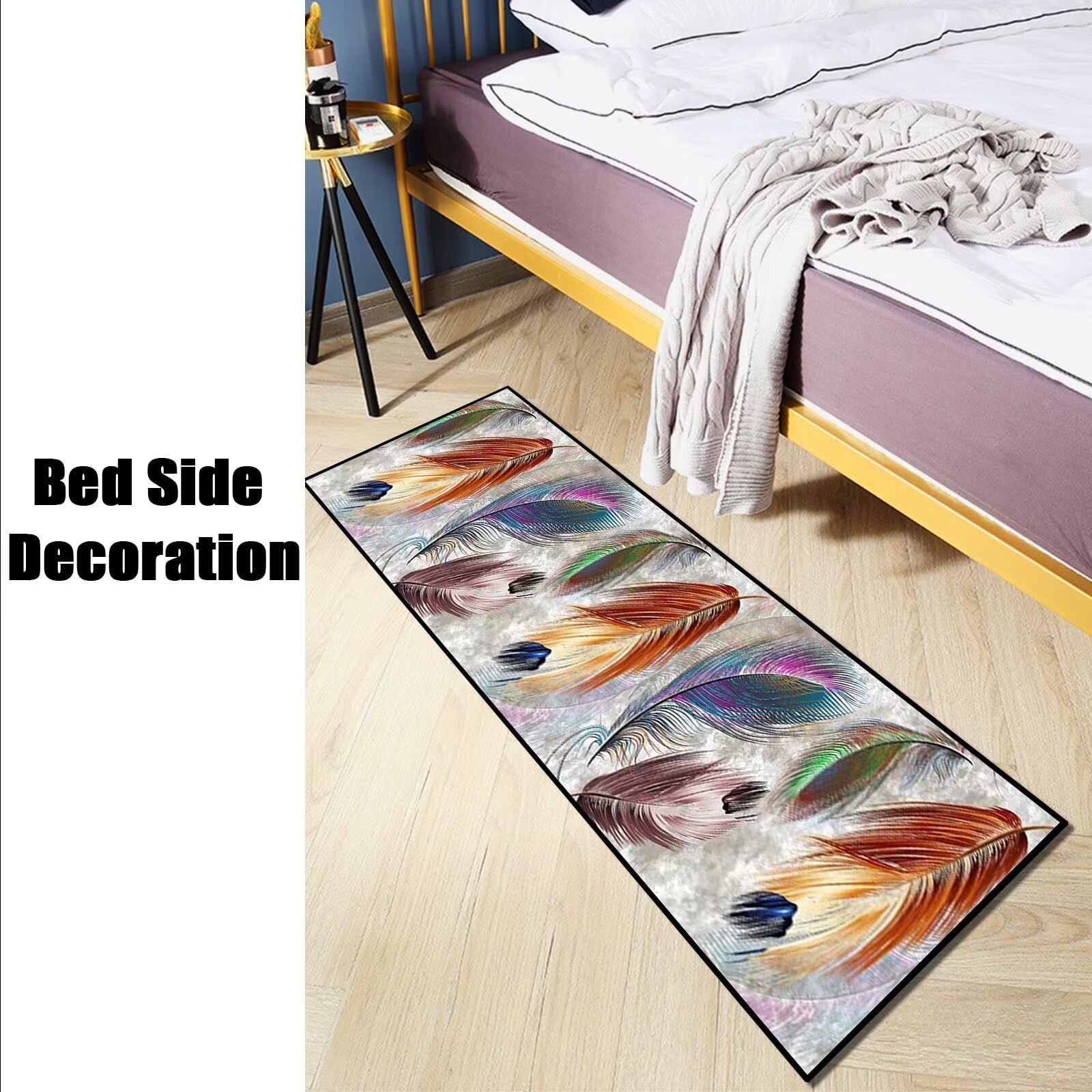 paillasson Entree Exterieur Lavable antiderapant Long Moderne Motifs Géométriques Tapis Cuisine Vinyle pour Magasin événements et fêtes cinéma église 120x180cm Plumes colorées ColorG