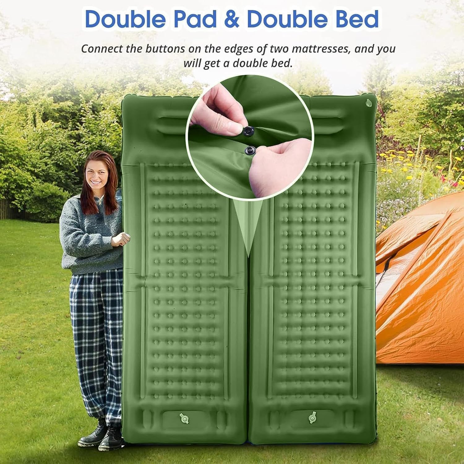 AirRest Pad – 4.3-Inch Inflatable Camping Mattress with Built-in Foot Pump | Thick Comfortable Sleeping for Adults, Backpacking, Hiking, Outdoor Adventures, Tent Use, and Car Trips