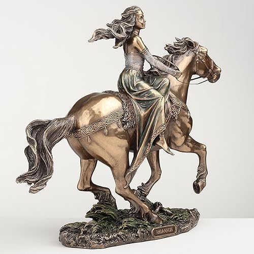 Miniatura 4 de Veronese Design 9 1/4 pulgadas Rhiannon Epona Diosa celta en caballo resina fundida en frío bronce acabado estatua