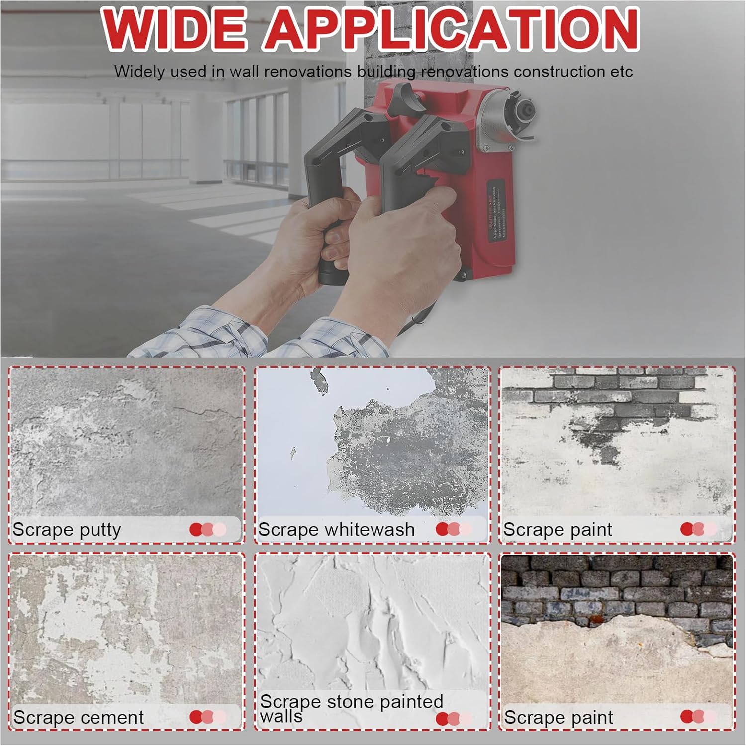 Electric Wall Planer Handheld Power Dust-free Planer Shovel Wall Machine Concrete Planer Wall Scraper Planner with Vacuum cleaner for Removing Paint Putty Coatings Width 160mm Cement-knife