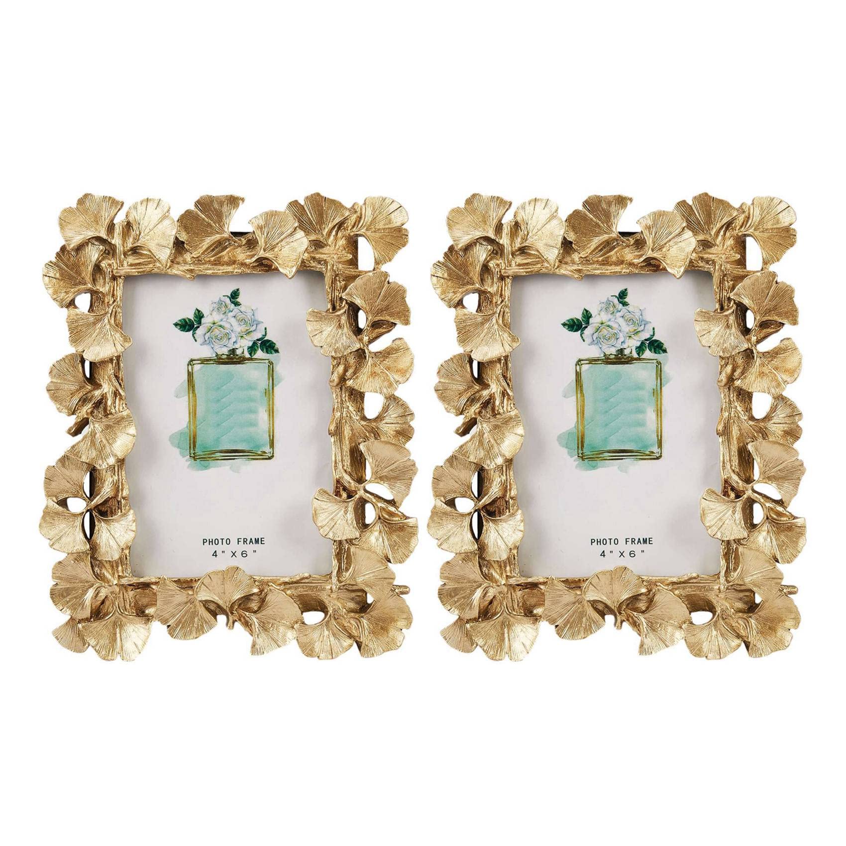 Cadre photo ginkgo rétro en résine pour sublimer une table terne avec de l'or
