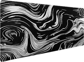Large Waterproof Gaming Mouse Pad, Thick (4mm) |35.5x16x0.16 |Stitched Edges, Control and Speed, Anime Extended Keyboard XL Black and White Desk Mat with Rubber Base 900х400mm (Picaso Black White).