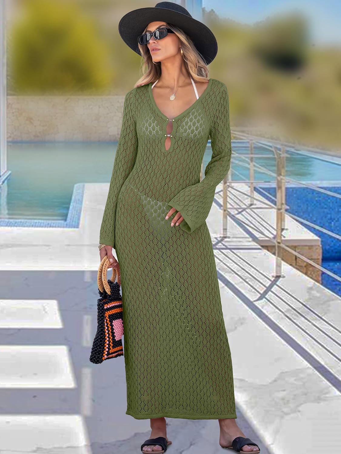 ANRABESS Women Swimsuit Swim Crochet Cover Up Knit Bathing Suit Swimwear 2026 Summer Bodycon Beach Dress Vacation Clothes - Image 6