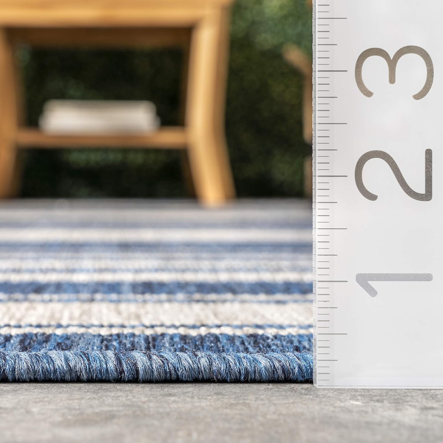 Rugs USA Romy Blue/Ivory, 2' x 8', Striped, Soft and Cozy, High Traffic, Stain Resistant, Easy Clean, Durable Runner for Indoor/Outdoor Patio, Deck, Porch, Garden, Courtyard
