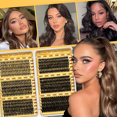Miniatura 5 de QUEWEL 580 racimos de pestañas 30D+40D+50D+60D+80D+100D racimos de pestañas wispy de 10-18mm, pestañas individuales en racimo reutilizables para