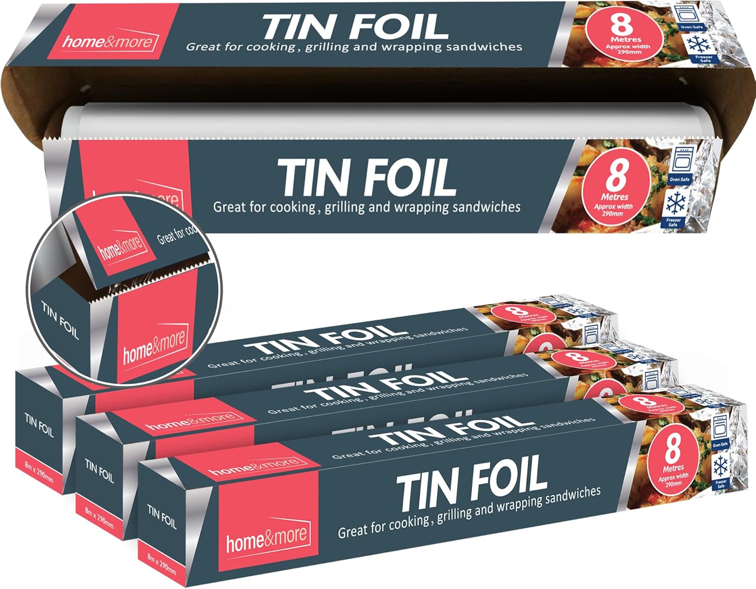 4pk Tin Foil Roll 32M Aluminium Kitchen Foil Roll 8M x 29cm Non