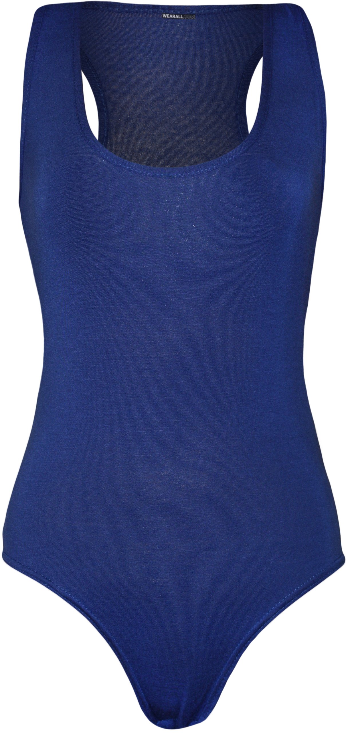 WearAll Womens Sleeveless Racer Back Ladies Stretch Bodysuit Leotard Vest Top - Royal Blue - 8-10