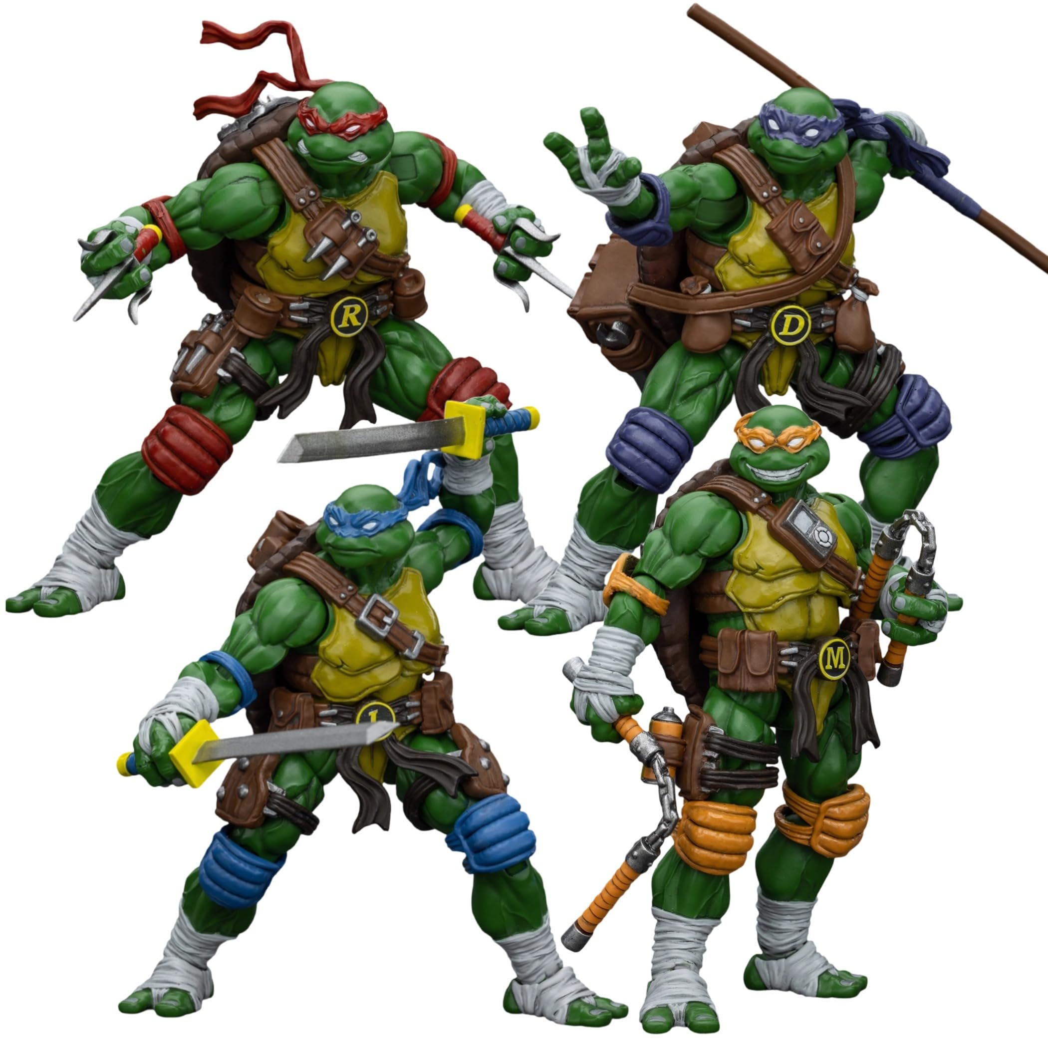 JOYTOY TMNT 4PCS 1/18 Action Figures TMNT 4PCS Character Figure Detachable Weapons Poseable Joints-4.1Inch Collectible Model Birthday Gift Movie Collectors