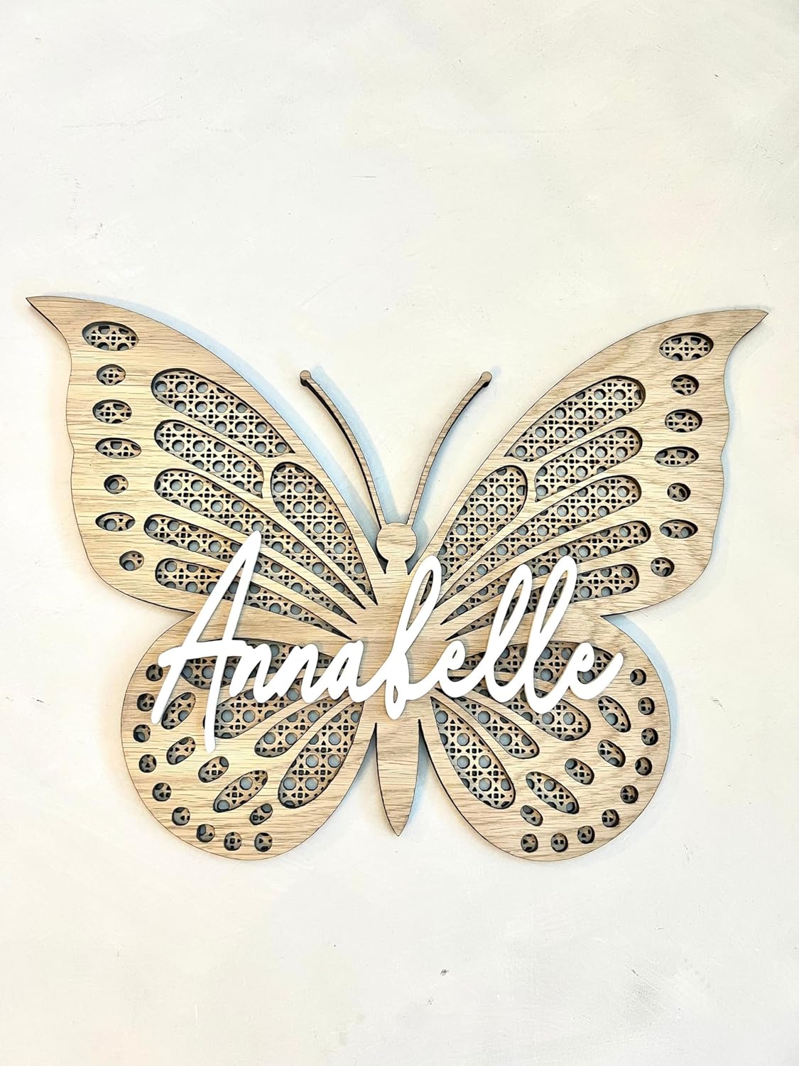 Chillever - Personalized Butterfly 3D Name Sign, Custom Wood Personalized Butterfly Wall Decor with Baby Name Sign, Exquisite Nursery Decor and Wall Art for Girl or Boy Room, Custom Boho Wooden Signs