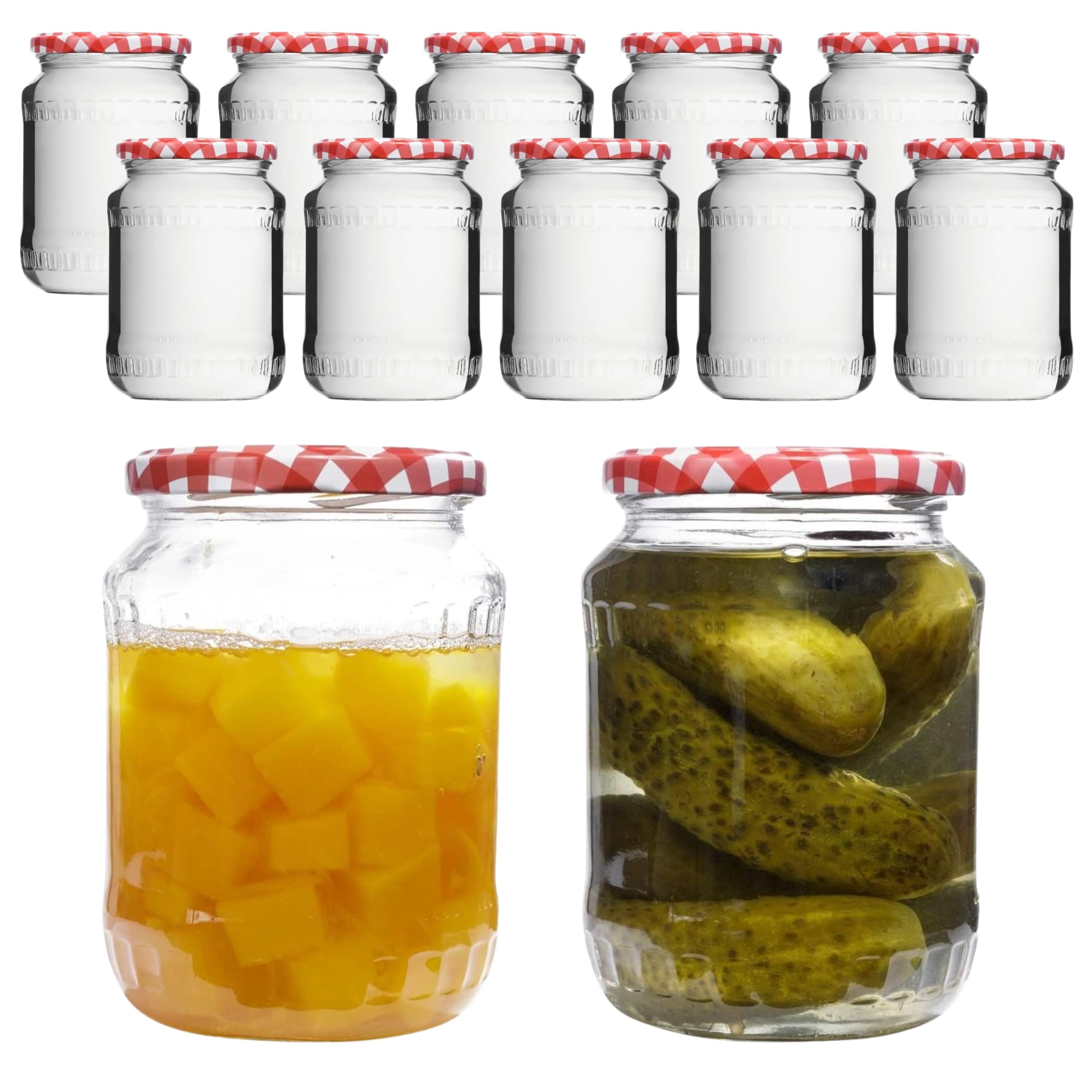 12 tarros de conservas de 720 ml con tapa y etiquetas