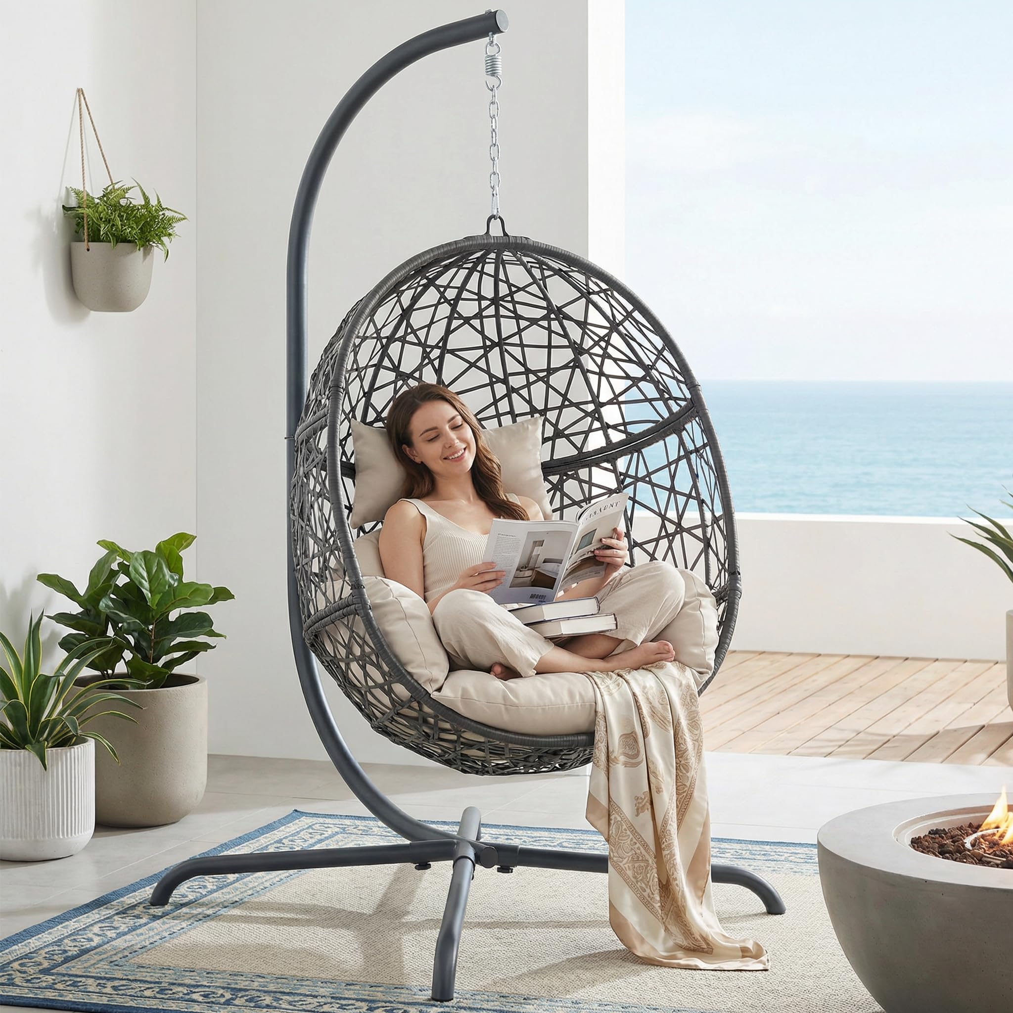 NICESOUL Swing Egg Chair Bird Nest Cage Chair with Stand