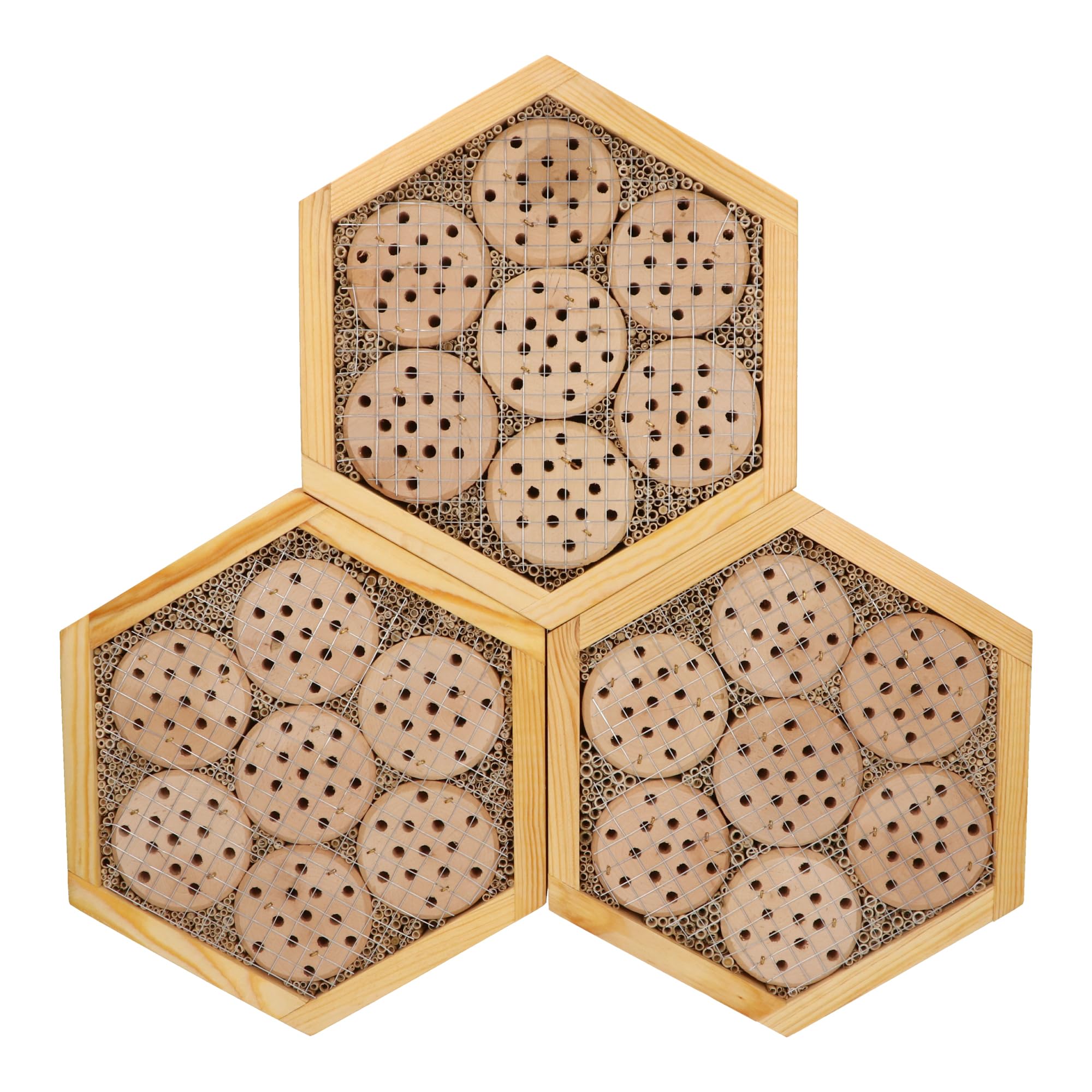 Mittelgroßes Insektenhotel Honigwabe aus Holz MKW - Insektenhaus aus massivem Laub- und Nadelholz - Wetterfest - für Wildbienen & Marienkäfer - Schutz für viele nützliche Insekten