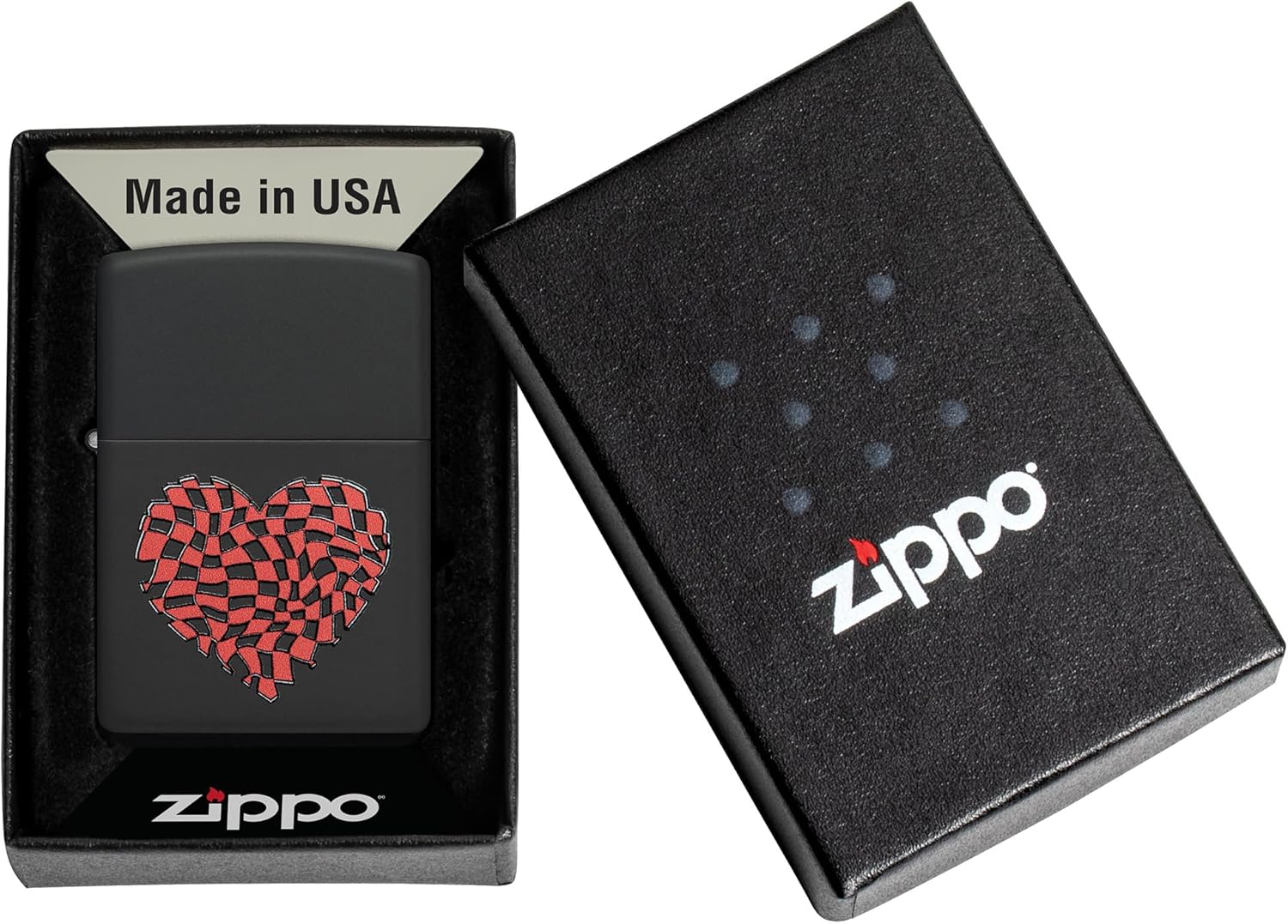 Zippo Heart Design Black Matte Pocket Lighter