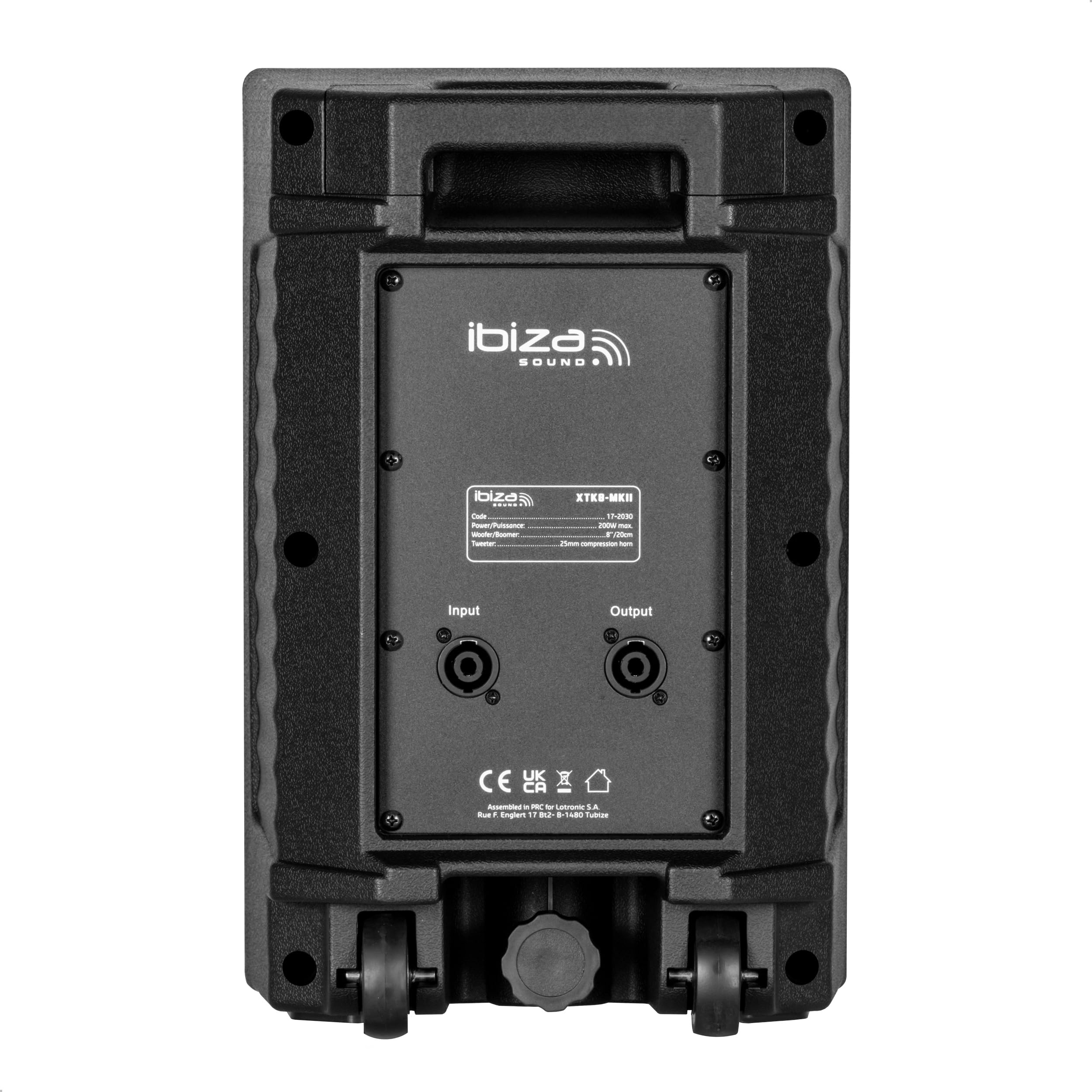 Ibiza - XTK8-MKII - Passiver 8"/20 cm SONO-Lautsprecher - 25mm Kompressionshochtöner - Bassreflexsystem - Griffe und Räder - New Version - Schwarz - Party, Events, Club, Konferenz