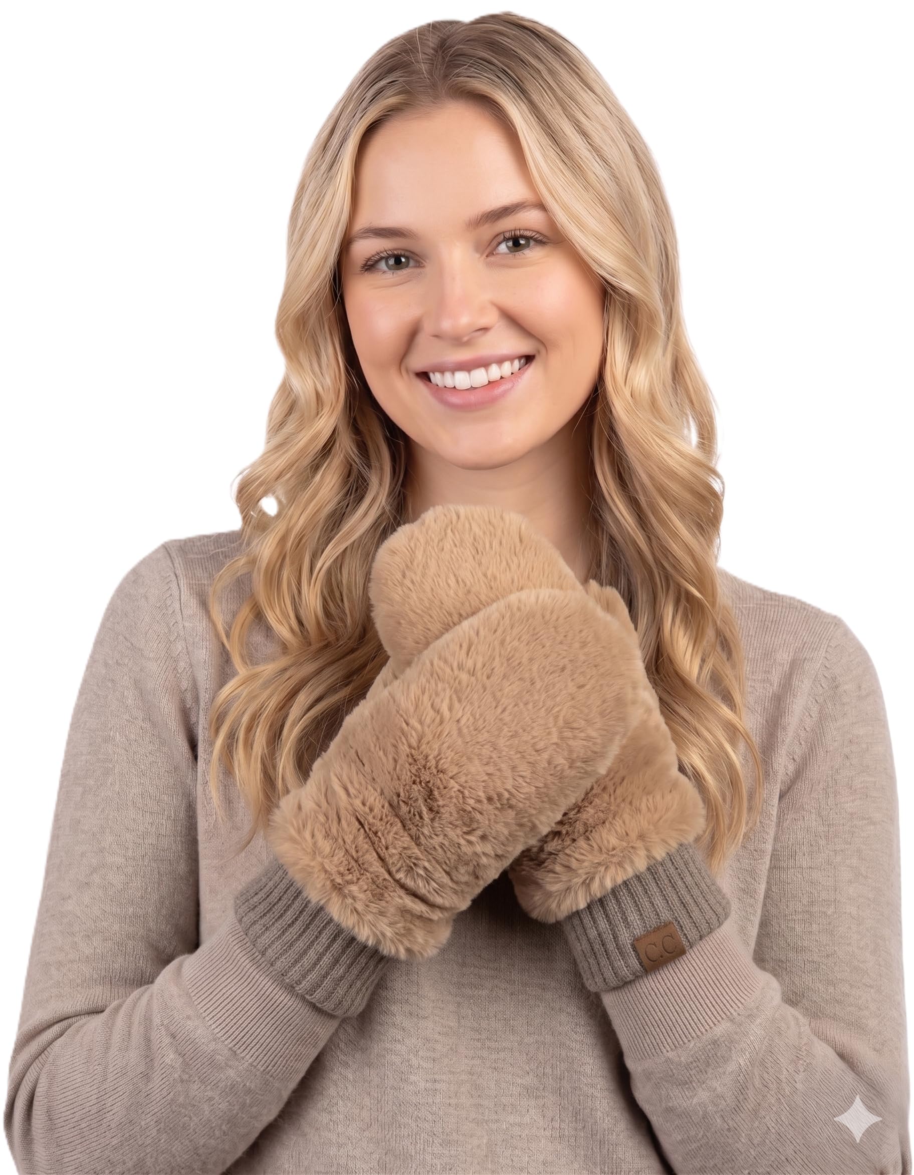 C.C. Women's Faux Fur Mittens