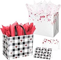 Vista 9 de ysmile Pequeña bolsa de regalo negra con papel de seda para hombres, fiesta de cumpleaños, aniversario, día del padre, 7.8 pulgadas, corazón dorado