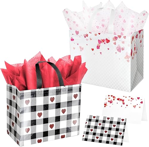 Miniatura 9 de ysmile Pequeña bolsa de regalo negra con papel de seda para hombres, fiesta de cumpleaños, aniversario, día del padre, 7.8 pulgadas, corazón dorado