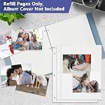 Photo Album Refill Pages for 3 Ring Binder, 30 Sheets/60 Pages Self Adhesive Scrapbook Sheets, Acid Free & Waterproof, Expandable Add & Remove Page, Fit 2x3 4x6 5x7 8x10 Photos Stamps Recipe Cards