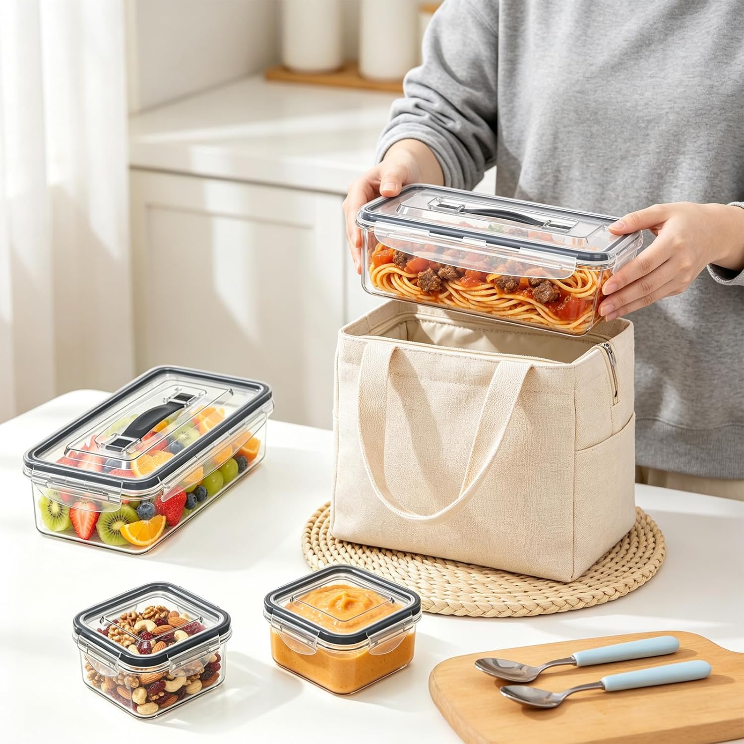 BOICHU 10Pack Fruit Storage Containers for Fridge with Colander and Lids