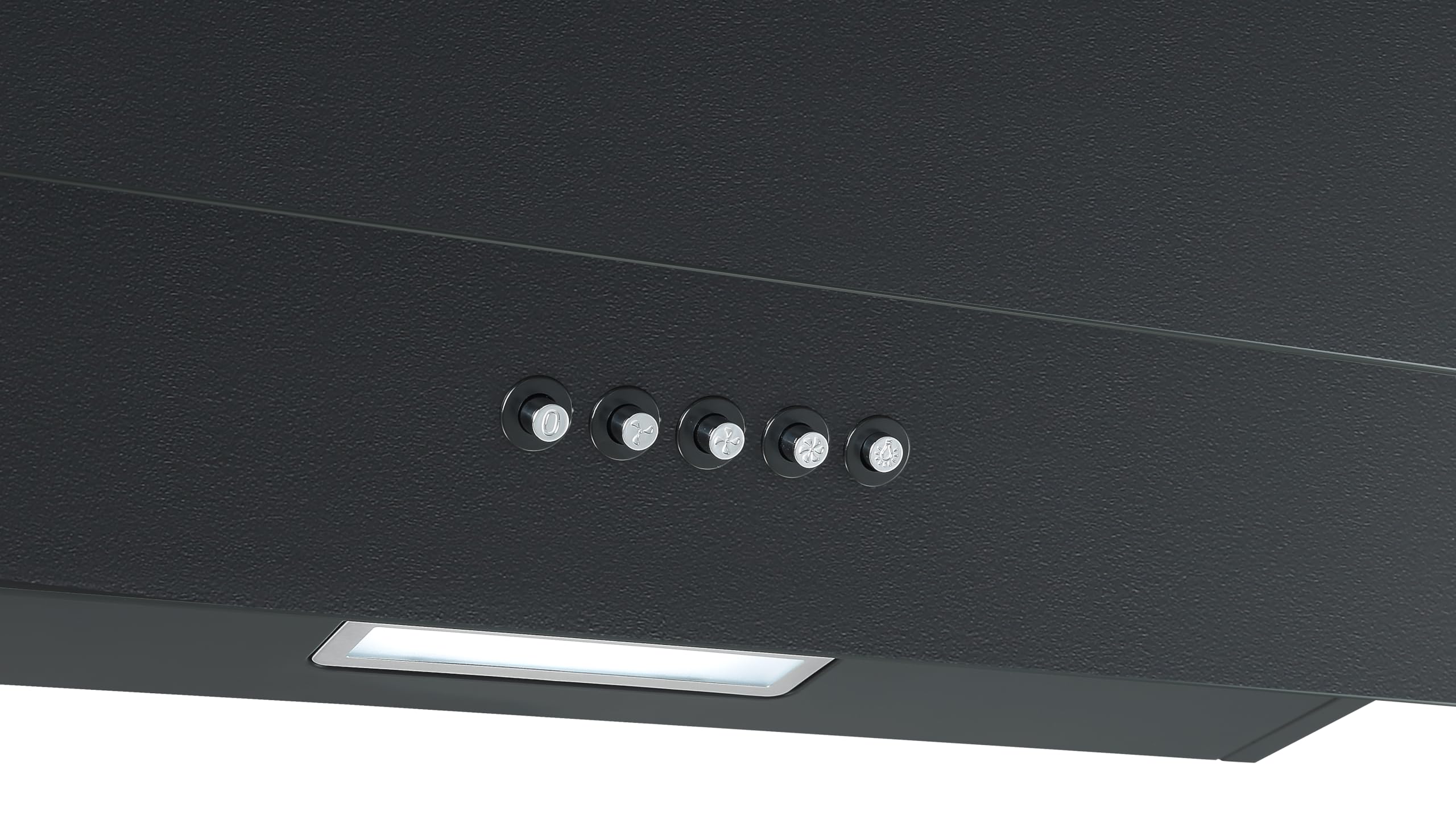 Respekta Dunstabzugshaube in matt schwarz mit Glasschirm/Kopffreie Schräghaube 60 cm/A+ / Abluft- und Umluftbetrieb/Luftstrom 297,9 m³/h / 47–67 dB / CH35060MS-19
