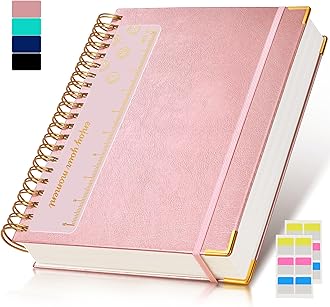 Spiral Notebook Journal 8.5” x 11”, 300 Pages Hardcover Leather Lined Journals for Women Men, A4 Large College Ruled Notebooks with 100 GSM Thick Paper, Spiral Journal for Writing Work School, Pink