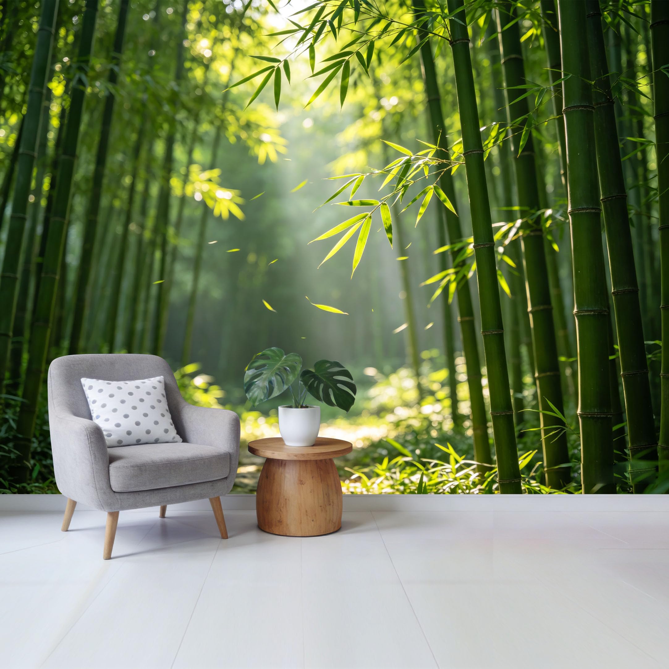 Qzlithotic Yq2605250523 Custom Size Wall Mural Zen Bamboo Forest Sunlight Rays Nature Landscape Selfadhesive Wall Fabric Removable Wallpaper For Home Office Decor